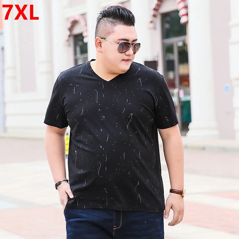 Buy Summer plus size big code T shirt men's V neck