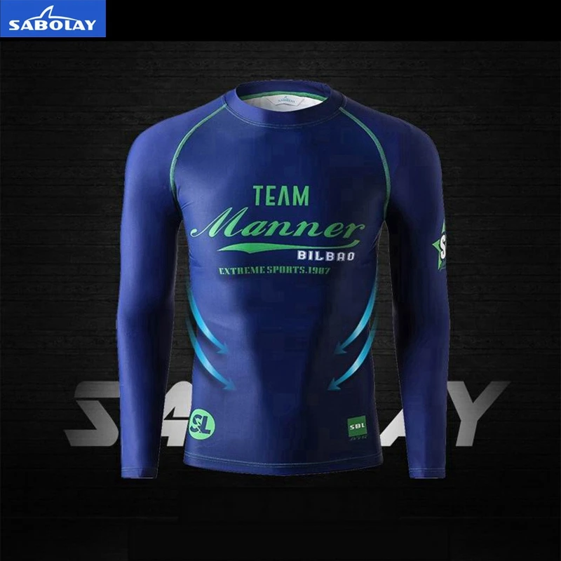 

SABOLAY Men Rashguard Lycra Elastic Wetsuit Surf Clothing Sun Protection Clothing Shirt Jellyfish Long Sleeved Tight Fitting
