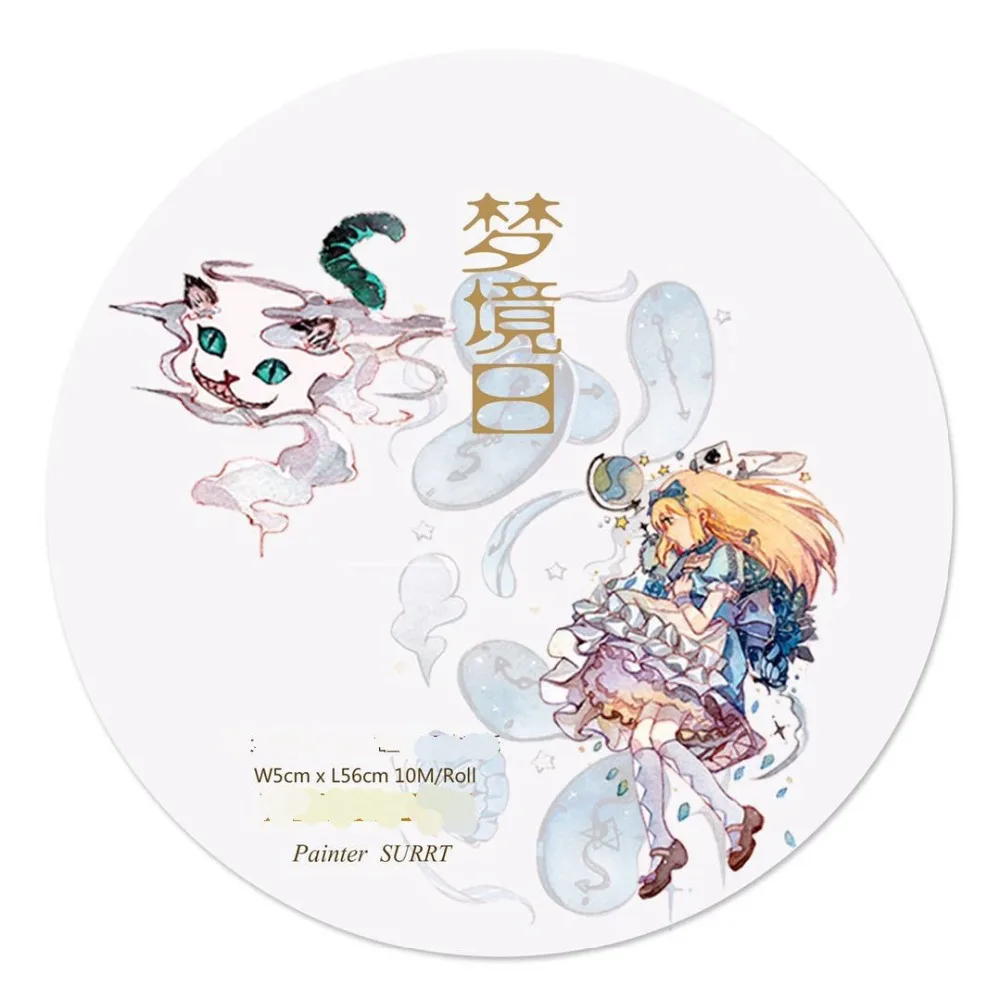 

1PCS High Quality Washi Tape The Alice In Wonderland Theme Masking Tape 50mm*10M Gift DIY Decoration Supplies Cool Stationery
