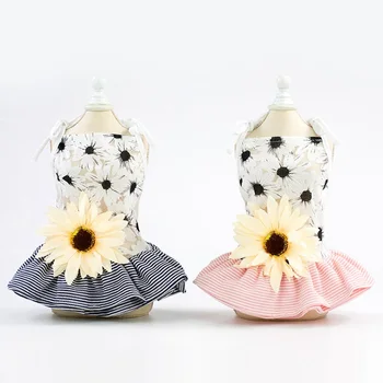 

Pet Dress Spring And Summer Sling Skirt Party Tutu Dancing Dress Big Sunflower on Back Small Medium Dogs Pet Accessories