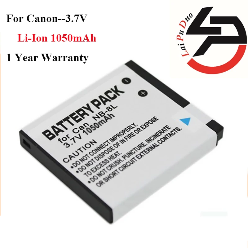 Высококачественная сменная батарея для фотоаппарата на 1050 мАч Canon NB-8L A2200 A3200 A3300