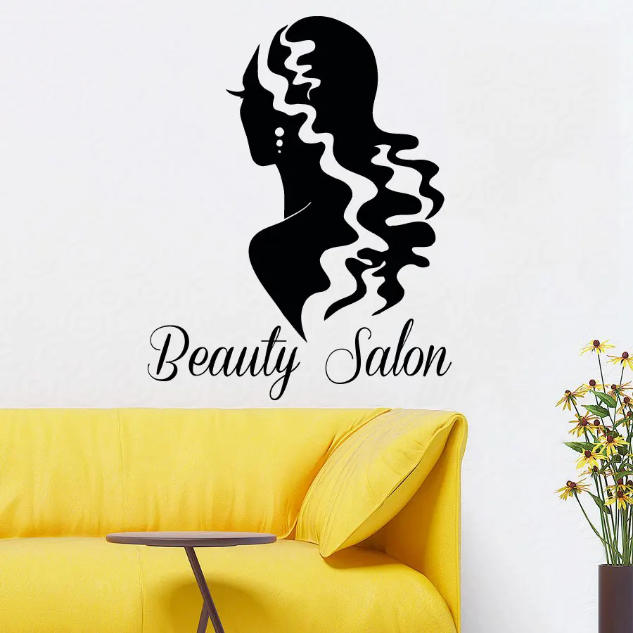 Hairdressing Beauty Salon Wall Stickers Vinyl Beauty Woman Interior Art Mural Girls Room Fashion