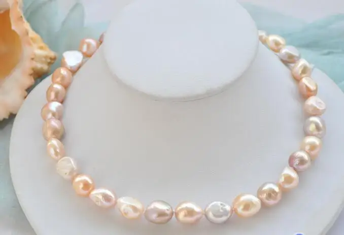 

3797 pink lavender baroque freshwater pearl necklace
