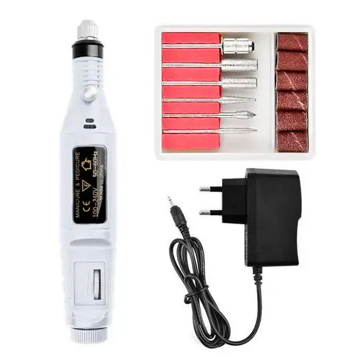 ELECOOL EU US Plug 9 Вт многофункциональная электрическая машинка для маникюра, дрель для ногтей, художественная ручка, педикюрная пилка, отшелушивающий аппарат - Цвет: White color EU plug