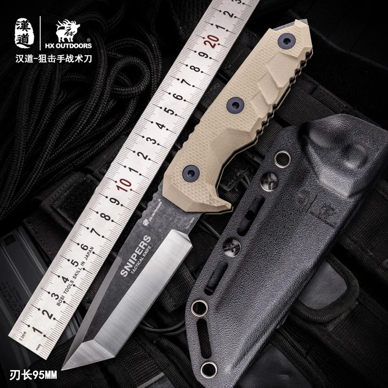 Comprar HX al aire libre portátil táctico ejército supervivencia engranaje cuchillo de alta dureza cuchillo de caza recto herramienta esencial autodefensa favorito