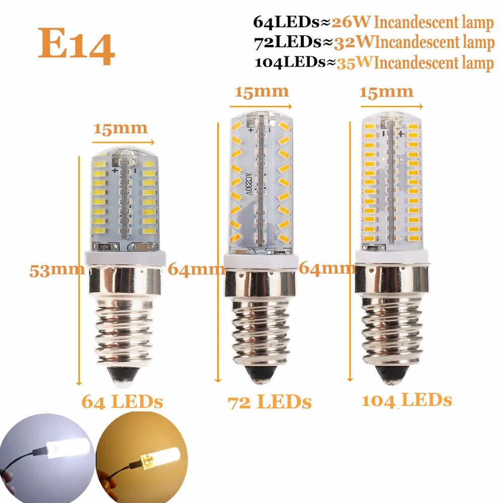 Затемняемый E12 E14 Светодиодный светильник-кукуруза 5 Вт 7 Вт 10 Вт G9 G4 силиконовая лампа 3014 SMD AC 110 В 220 В люстра Замена галогеновых ламп