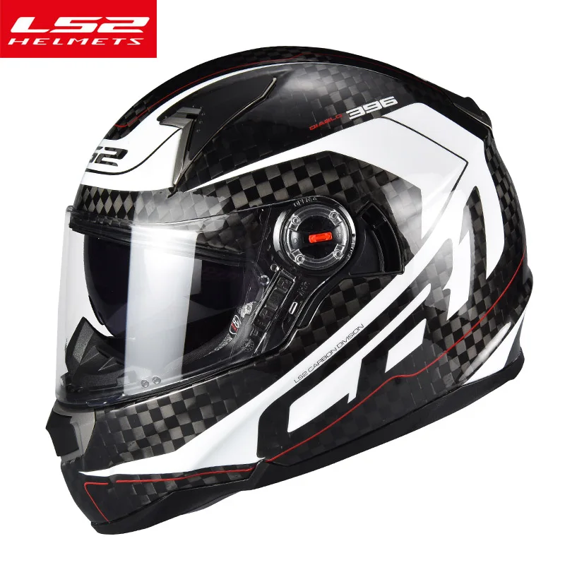 Genunie LS2 ff396 карбоновый шлем для мотоциклистов с двойным козырьком cascos moto LS2 шлем ECE - Цвет: White frequency 2