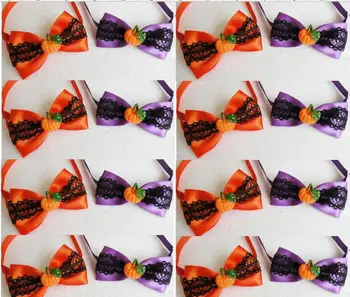 

(50 Pcs/Lot Dog) Thanksgiving pumpkin Bow Tie Dogs Festival Tie Pet Accessories Wholesale Y810