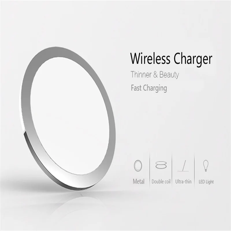 

W6 Wireless Charger Fast Charging quick for iPhone 8/X Samsung Galaxy S6 S7 S8 galaxy Double Coils Pad 5V/2A & 9V/1.67A Charge