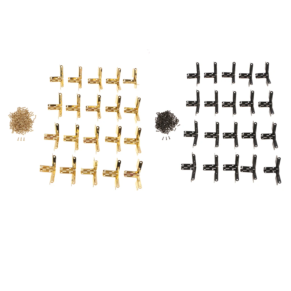 20pcs 90 Degree Angle Support Spring Hinges Door Hinge for Small Jewelry Wine Case Cabinet Watch Box Wooden Lid