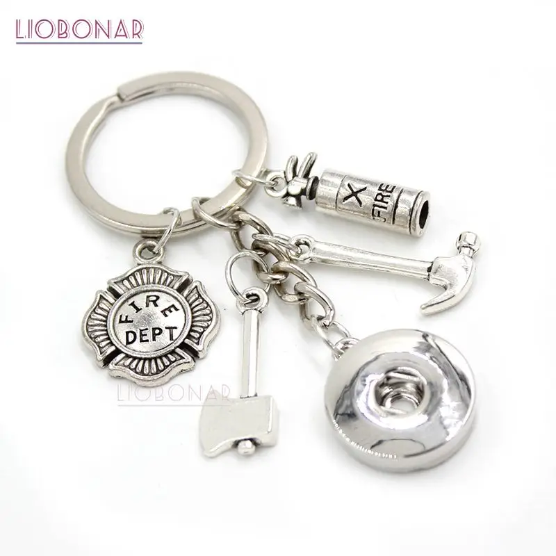 

1PC New Arrival Firemen Key Chain Handbag Charm Snap Key chains Key Rings Firefighter Gift Keychain for men women Gifts