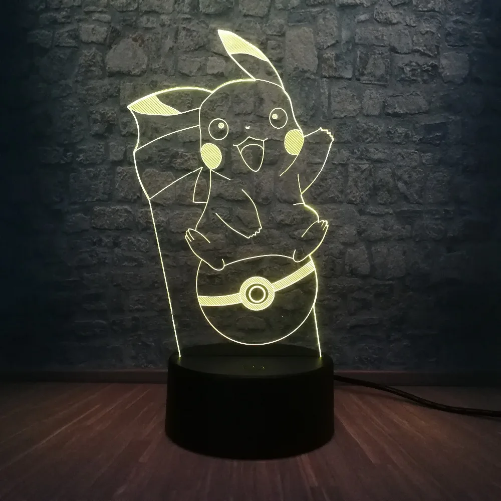 3D визуальная Таблица лампа игра Покемон го фигурка роль Пикачу Дженни Черепаха 7 цветов Изменение ночник домашний декор ребенок Рождественский подарок игрушка