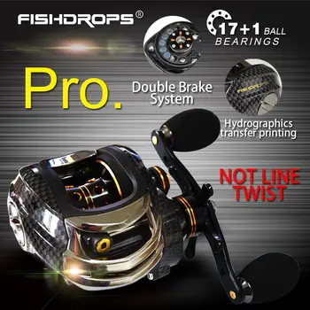 

Fishdrops Fishing Reel LB200 17+1 Ball Bearings Baitcasting GT 7.0:1 Bait Casting Reels Left Right Hand Fishing One Way Clutch