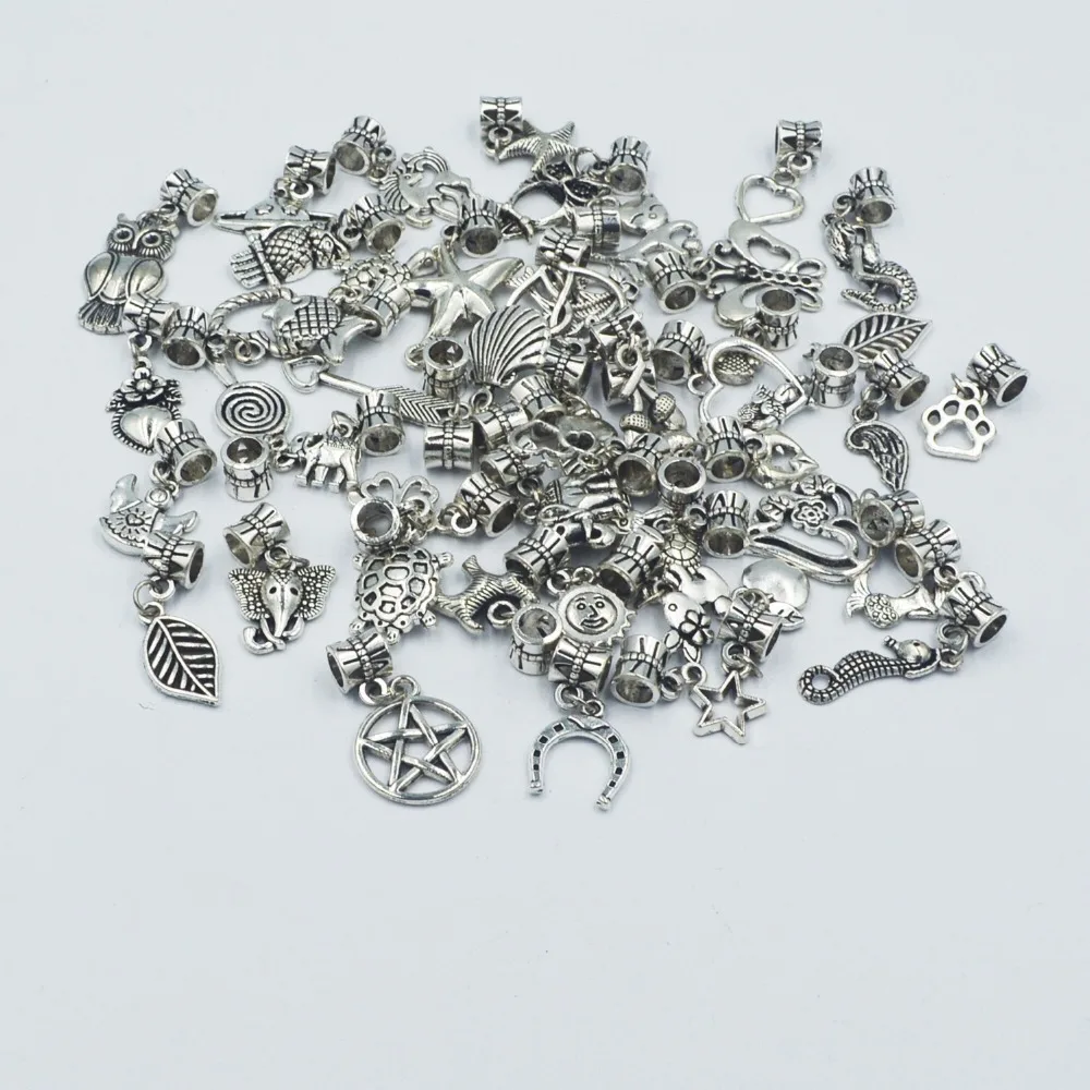 

1pack/lot Mix Tibetant Silver charms dangle charms European Bead Charms fit for pandora style Bracelets jewelry making