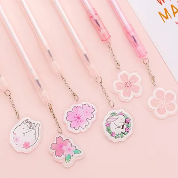 

Creative Cherry Sakura Pendant Rabbit Gel Ink Pen Signature Pen Escolar Papelaria School Office Supply Promotional Gift