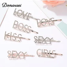 Donarsei, модные стразы с буквенным принтом, заколка для волос для женщин, женская жемчужная любовь, палочка, Шпилька для волос, заколка для волос с улыбкой, ювелирные изделия для волос