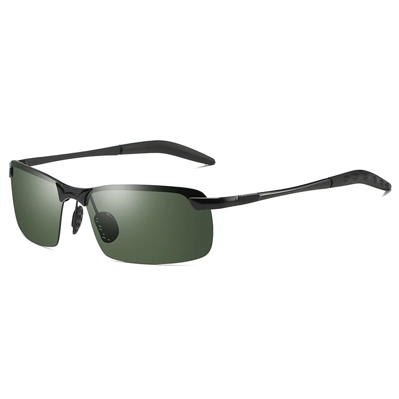 Dark green lens Поляризованных солнцезащитных очков Для мужчин; солнечные очки ночного видения Открытый Велоспорт обесцвечивание очки солнцезащитные очки металлический для гольфа Frame UV400 - Цвет: Dark green lens