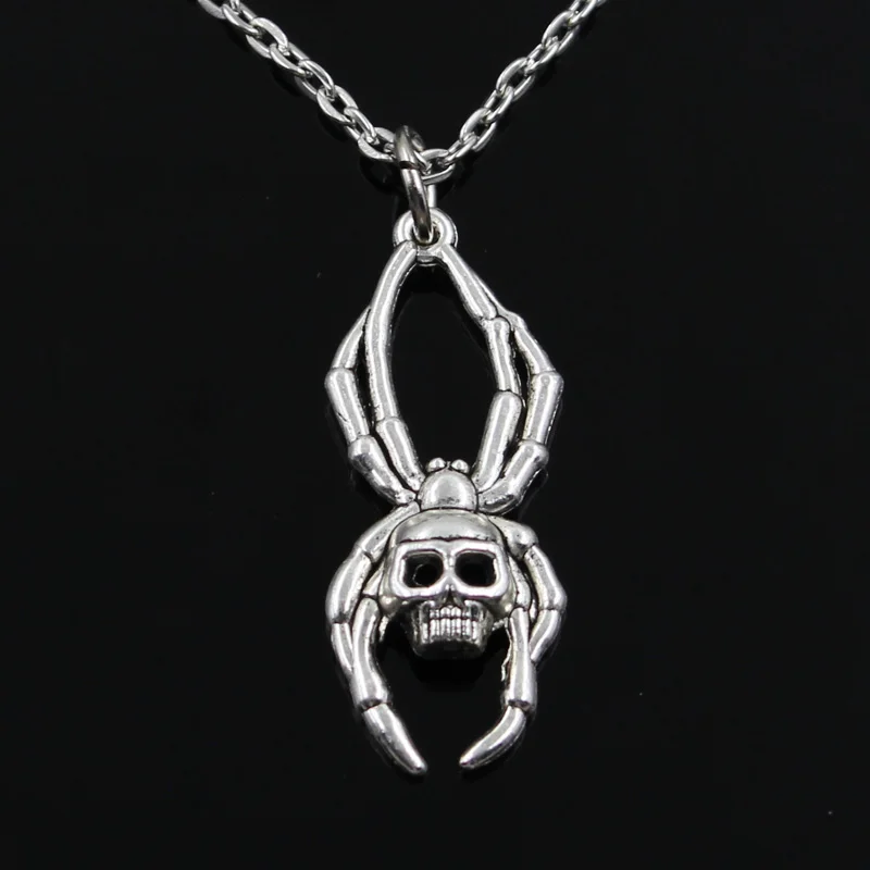 

new fashion skull spider halloween Pendants round cross chain short long Mens Womens silver necklace Jewelry Gift