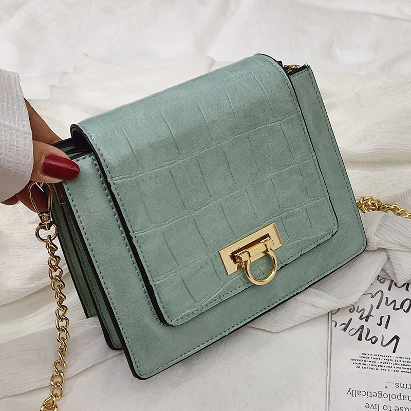 

Stone Pattern Luxury Handbags Women Bags Designer Chain Crossbody Bags for Women 2019 PU Leather Small Shoulder Bag Flap Purses