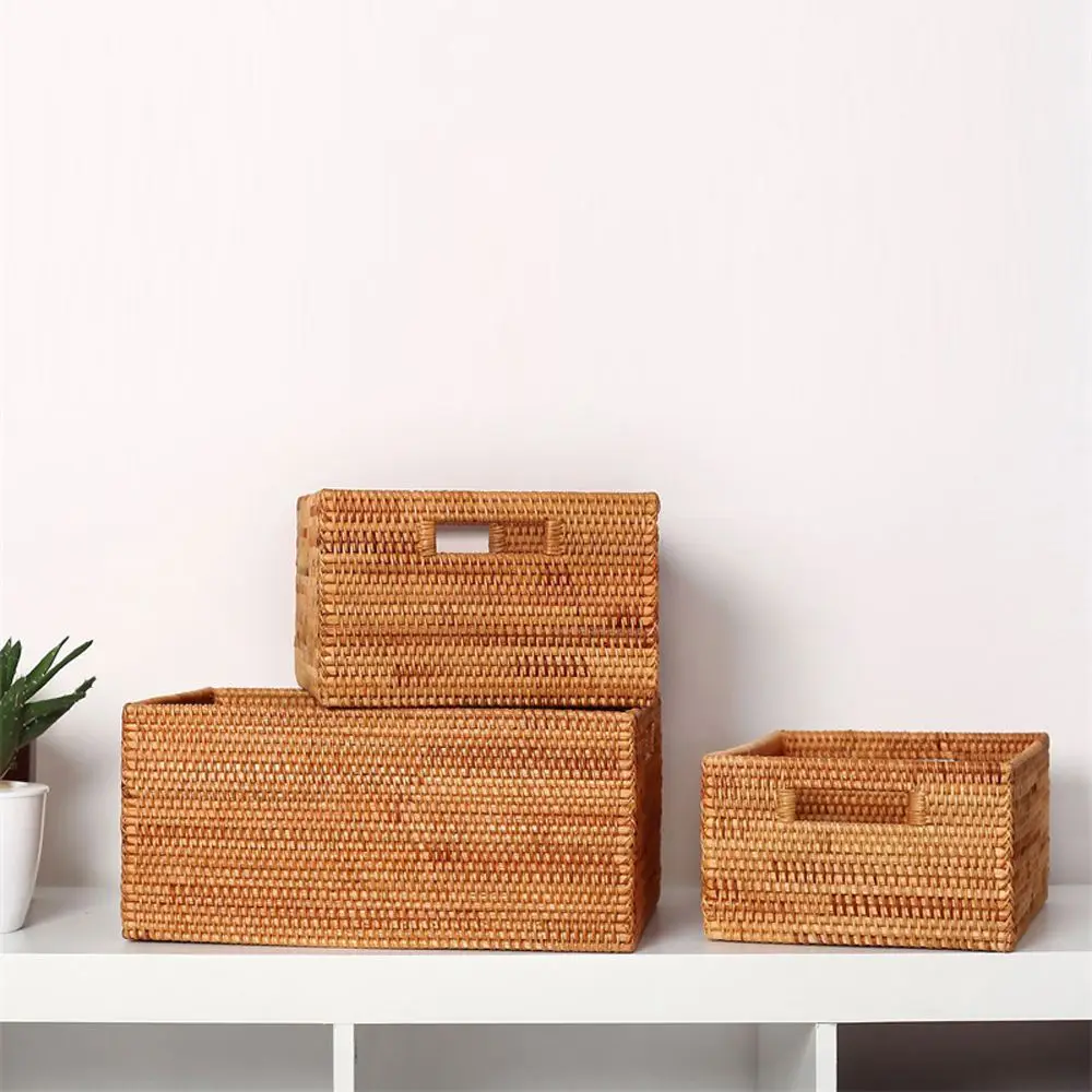 

Weaving Rattan Office Document Storage Basket Handwork File Tray Storage Boxes Food Fruit Vegetables Organization Kitchen Shelf