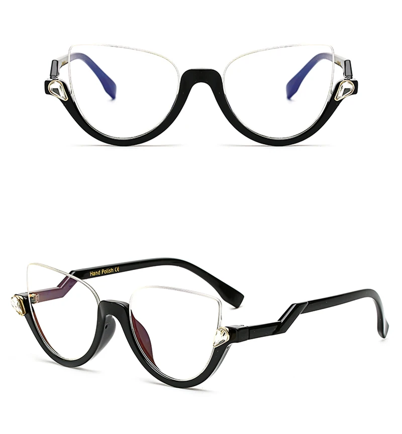 Kachawoo, кошачий глаз, оправа для очков, половинная оправа, прозрачные черные винтажные очки, Женские аксессуары, oculos transparente