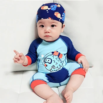 

baby swimwear 15to 24kg children kids boys long sleeve blue fish baby boy swimwear suits one piece swimsuit baby bathing suits