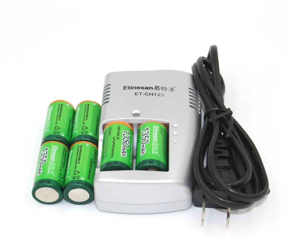 Super 6pcs Etinesan 1350mAh 3v CR123A rechargeable LiFePO4 battery lithium battery with charger цена Super 6pcs Etinesan 1350mAh 3v CR123A rechargeable LiFePO4 battery lithium battery with charger цены онлайн
