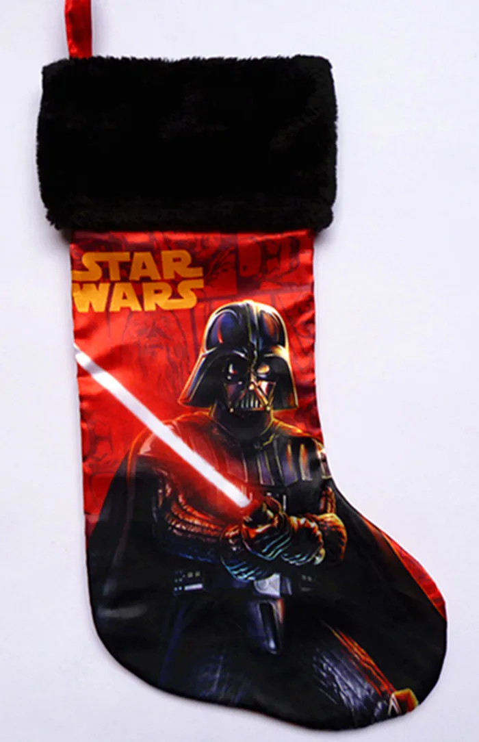 

Free Shipping.high quality 42cm plush satin Star Wars movie cartoon Christmas stockings sock candy gift bag
