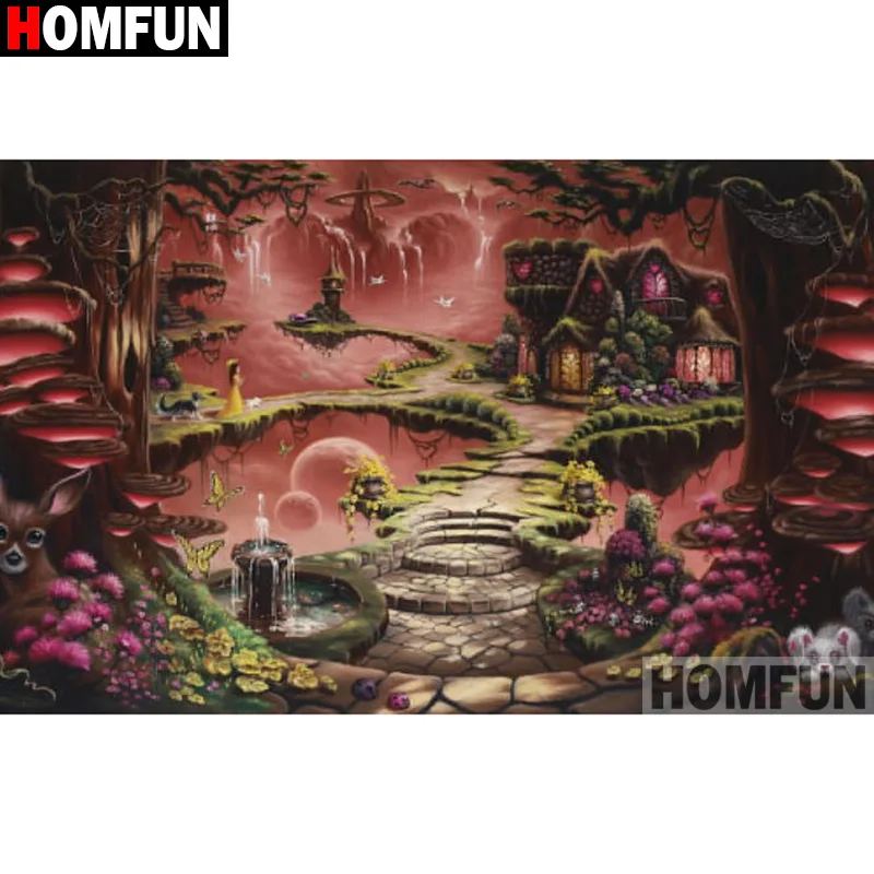 Алмазная 5D живопись HOMFUN A19543 полноразмерная/круглая вышивка Домашний пейзаж для
