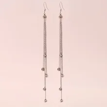 Fashion Personality Silver Long Earrings Earrings Gold And Silver Drooping Shape Tassel Earrings Fashion Jewelry Simple And Refi fashion leaf silver earrings basho shape earrings
