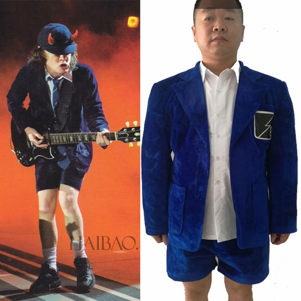 hot !School Boy Angus Young AC/DC School Boy Costume Fancy Dress Party Outfit