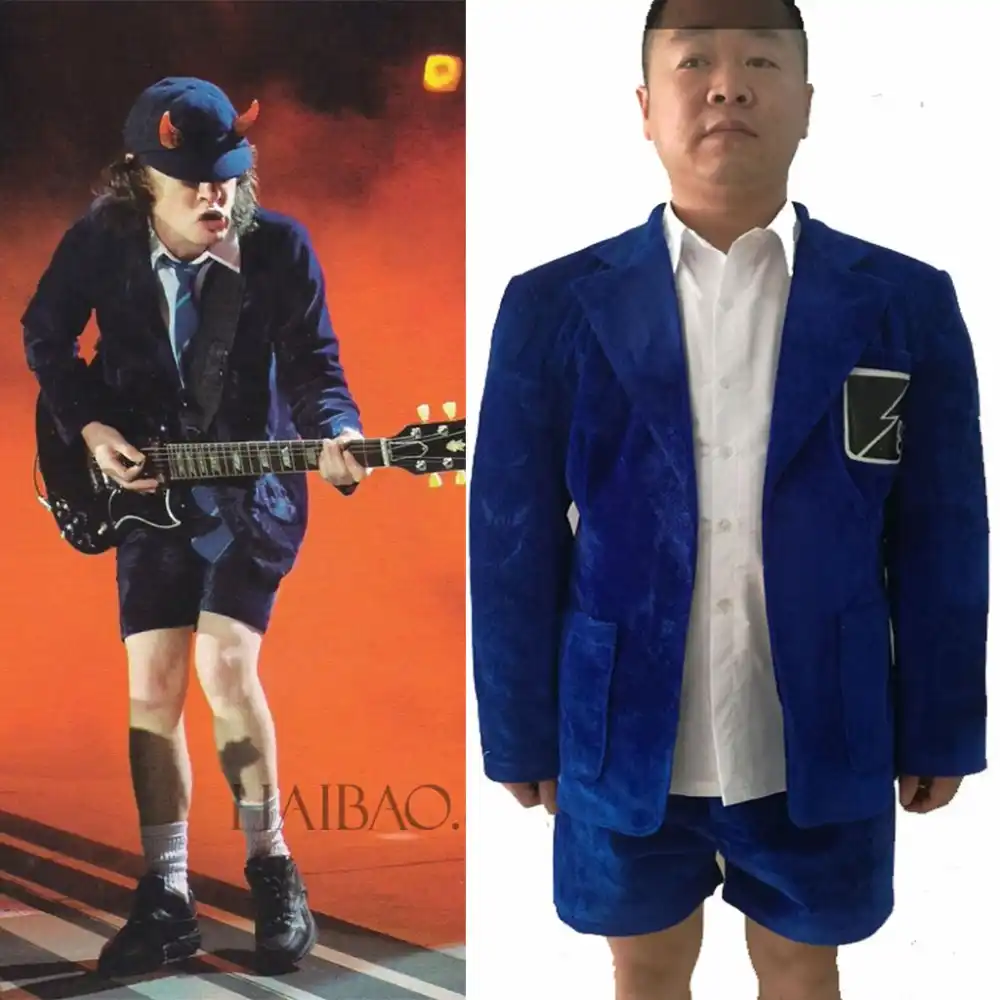 Cosplaydiy Custom Made Band Ac Dc Angus Young Cosplay Costume Adult Blue Jacket Top Short Pants Full Set Suit Any Size L320 Aliexpress
