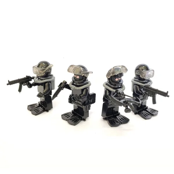 4 шт. Frogman SDU спецназ военный пистолет оружие городская полиция части playmobil Мини фигурки строительный игрушечный конструктор