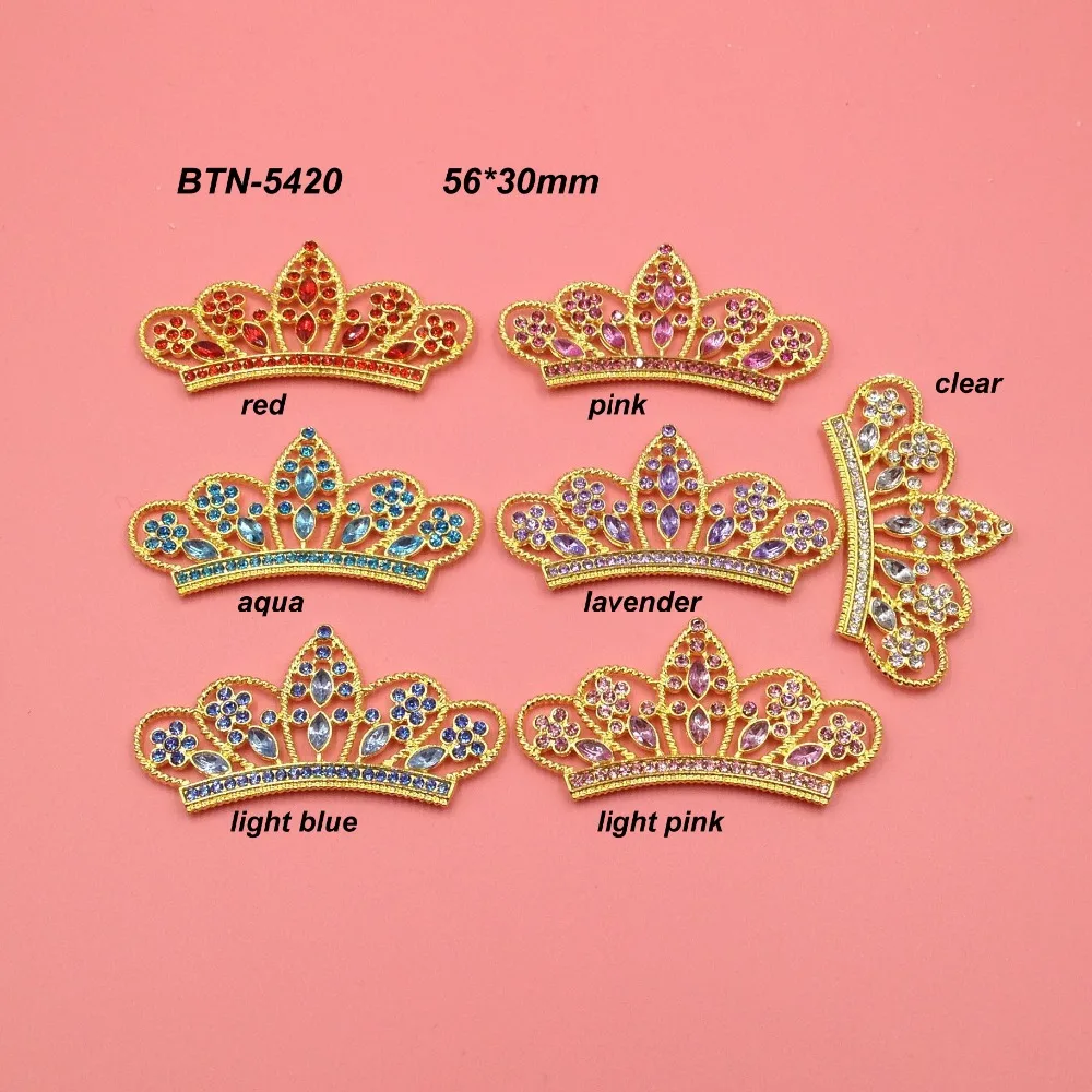 

Free shipping gold plating 56*30mm flatback rhinestone tiara crown embellishment 50PCS (BTN-5420)