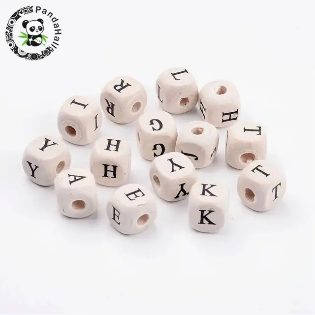 100PCS Wood Beads Cube with Letter for Jewelry Making DIY, 10mm long, 10mm thick 100PCS Wood Beads Cube with Letter for Jewelry Making DIY, 10mm long, 10mm thick