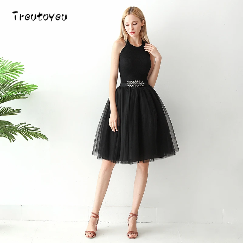 

High Waist 6 Layer Midi Tulle Skirt Black Tutu Skirts Womens Petticoat Elastic Belt Summer 2018 faldas saia jupe