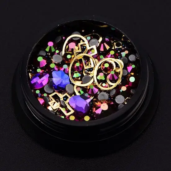Смесь стиль крошечные бусины материал кристалл украшения DIY ремесло плоские бриллианты красочные дизайн ногтей металлические заклепки смолы ювелирные наполнители - Цвет: 5 blue purple