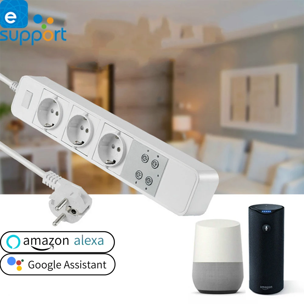 

Timethinker Ewelink WiFi Smart Sockets Power Strip EU UK Plug 3-Outlets Remote Control Timer for Alexa Google Home Automation