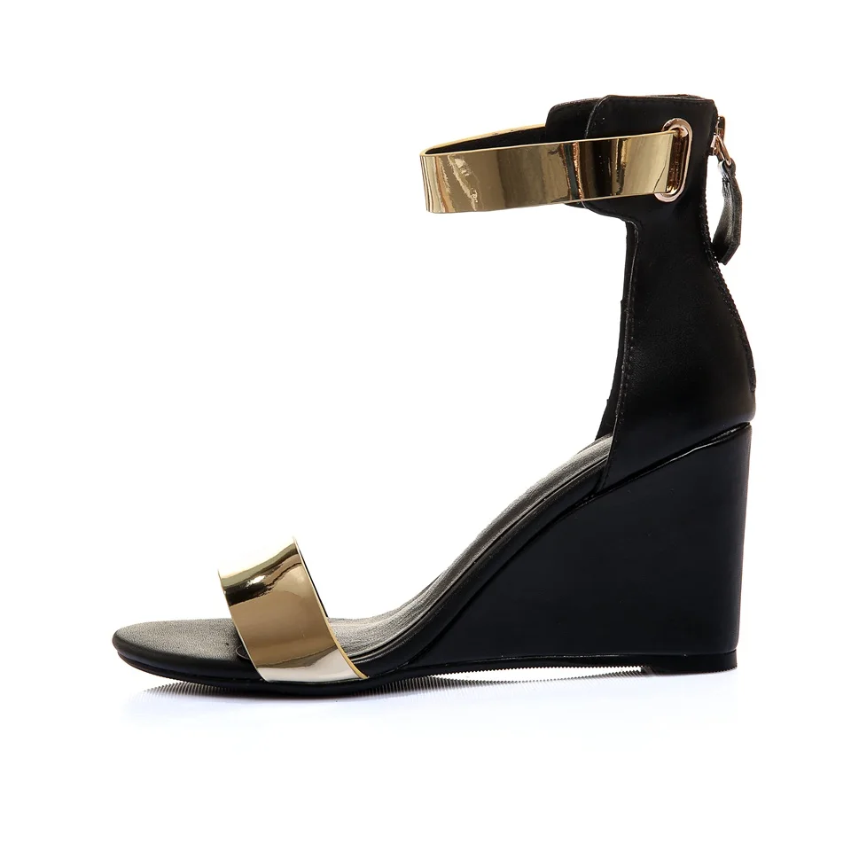 

Women's sandals 8CM wedge zipper high quality material comfortable casual open toe fashion women's shoes