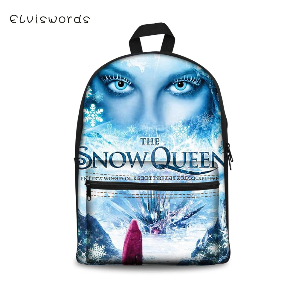 

ELVISWORDS Snow Queen's Prints Pattern Kids School Backpack Teeanger Girls Middle School Bags Kawaii Children's Tumblr Schoolbag