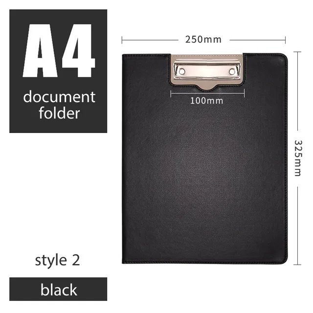 A4 leather PU clipboard file folder metal clip writing pad hanging