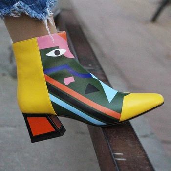 

Genuine Leather Boots Martin Women sheepskin Zipper party Pumps High Heels Fashion Boots Ankle Female Shoes for Ladies Casual