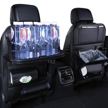 Органайзер для хранения на заднем сиденье автомобиля из искусственной кожи, складная сумка для обеденного стола, поднос для путешествий, подвесная сумка-Органайзер с сумками для мусора