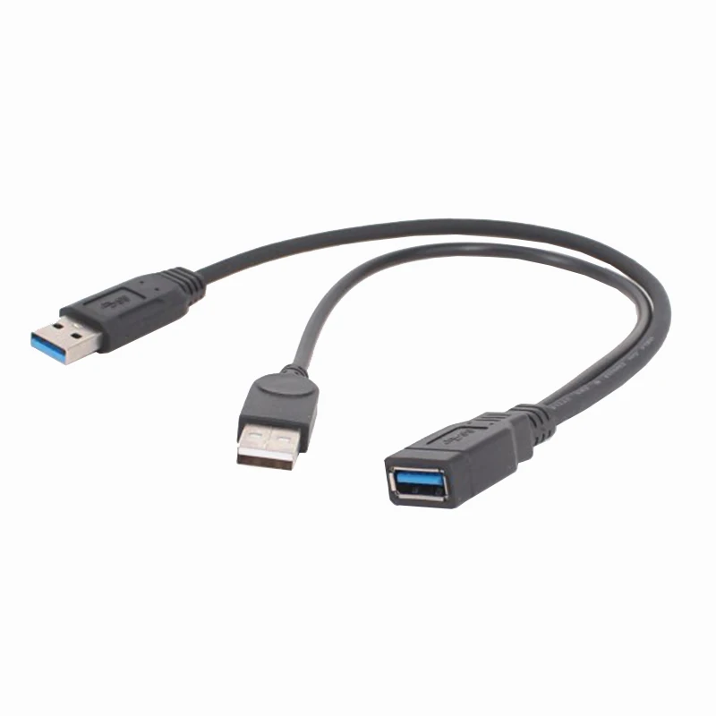 Черный USB 3 0 Женский двойной Мужской дополнительный кабель для передачи данных Y 2