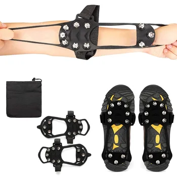 

1 Pair Anti-Slip 10 Teeth Ice Crampons Traction Cleat for Shoes Boots Outdoor Hiking Climbing FK88