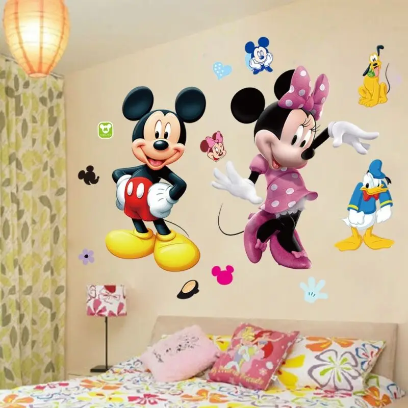 FAROOT Mickey Mouse Minnie Vinyl Mural Wall Sticker Decals Kids Nursery Children Room Decor Cartoon WS