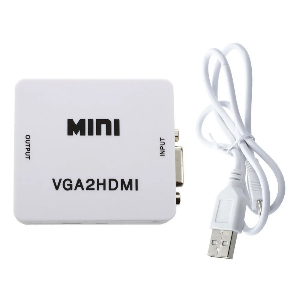 

HFES New Hot Mini VGA to HDMI Converter With Audio VGA2HDMI Adapter Connector For Projector PC Laptop to HDTV