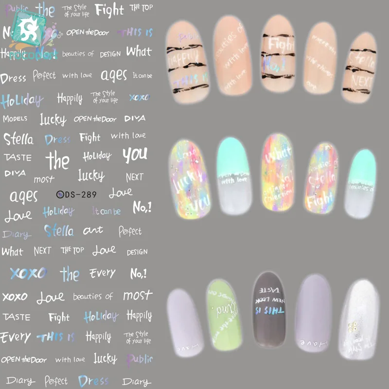

Rocooart DS289 2018 Arrival Water Transfer Stickers for Nails Beauty Handwrite Words Nail Wraps Sticker Fingernails Decals