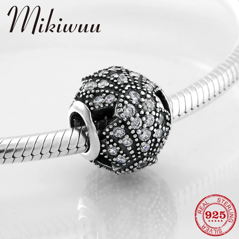 

925 Sterling Silver shell shape Crystal zircon fine beads Jewelry making Fit Original Pandora Charm women Bracelet