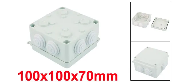 White ABS 7 Cable Entries Dustproof IP65 Square Junction Box 100x100x70mm